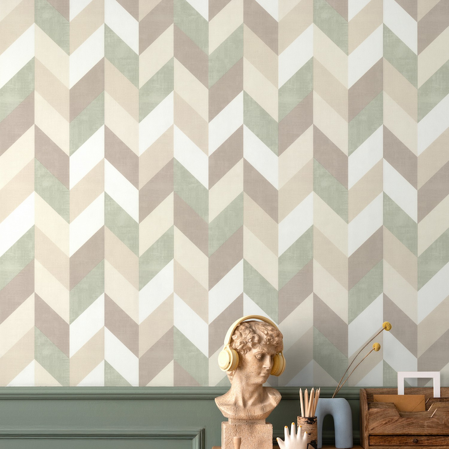 Обои флиз "Палитра" Lino (беж./зел.) HC72560-27   1,06*10м *1/8