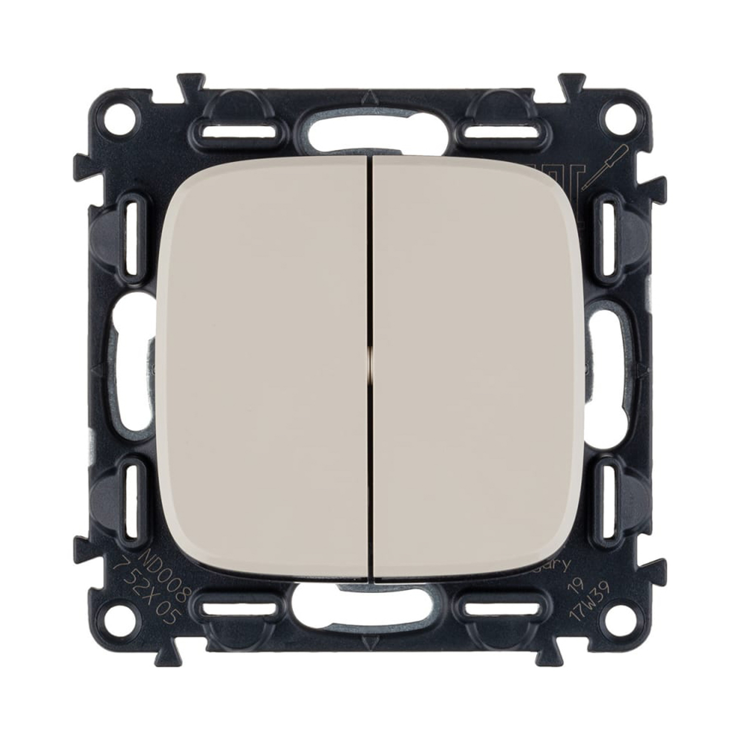 Механизм выключателя 2-кл. СП Valena Allure 10А IP20 250В с лицевой панелью; безвинтовые зажимы алюм