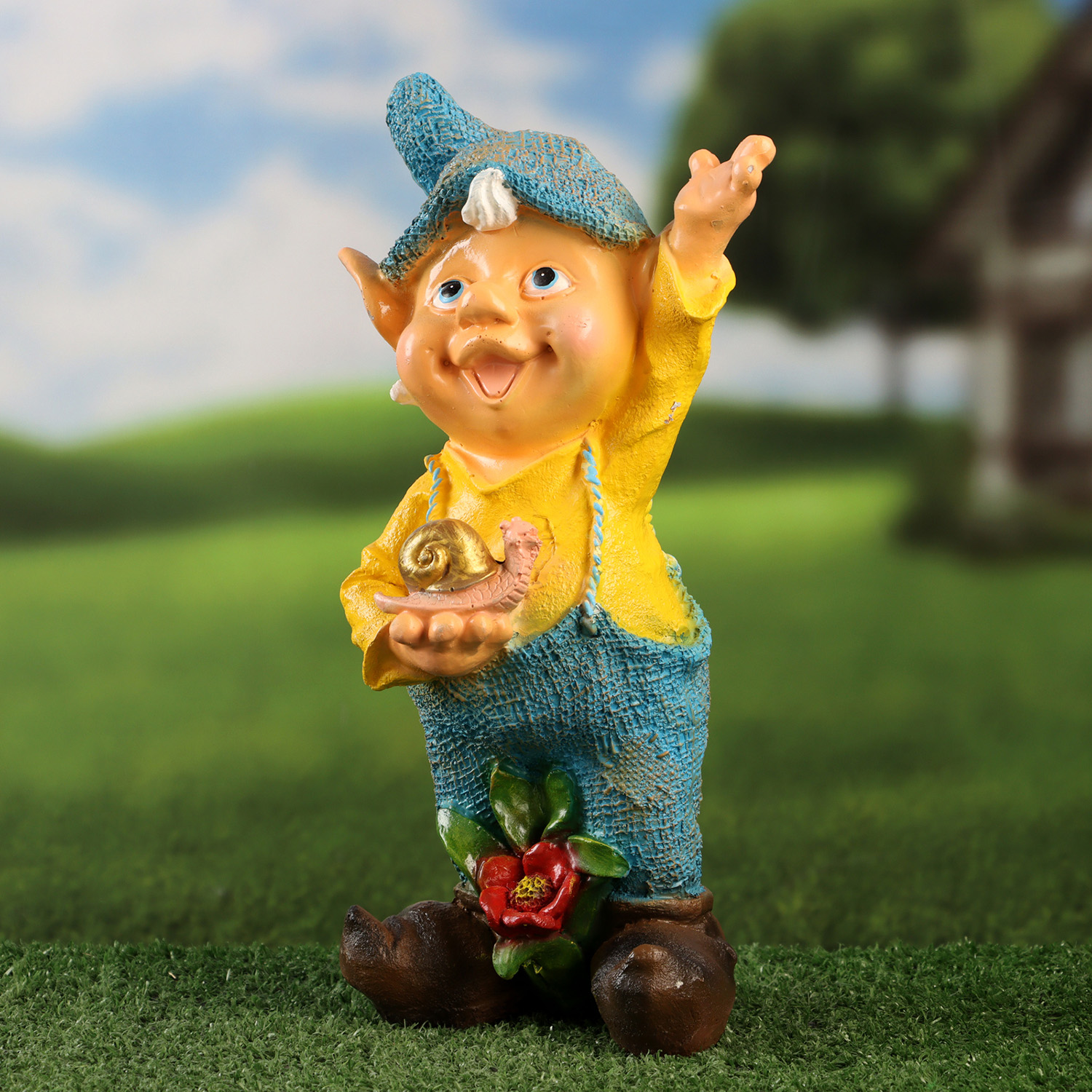 Садовая фигура "Эльф  с улиткой" 31х18см 10322327