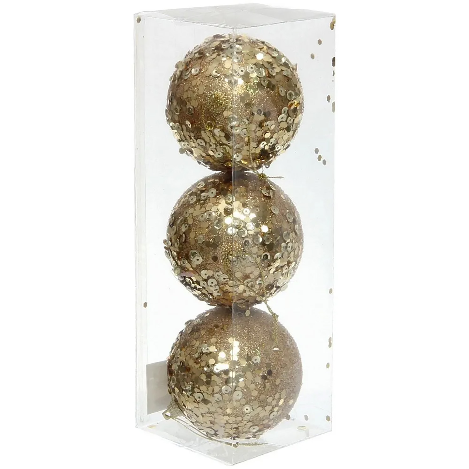 Новогодние шары "GLAME - Блеск" 8 см (набор 3 шт), Золото