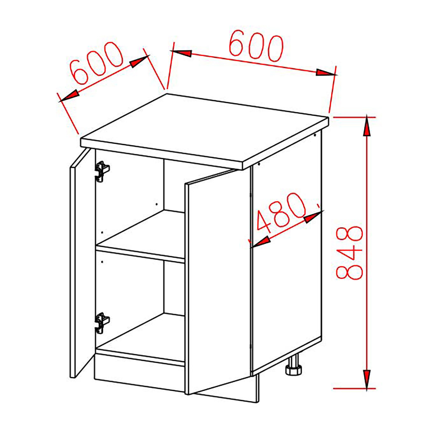 Шкаф напольный 600х850х600 мм BROZEX-WOOD Melissa, с двумя дверцами, светло-бежевый Шкаф напольный 600х850х600 мм BROZEX-WOOD Melissa, с двумя дверцами, светло-бежевый