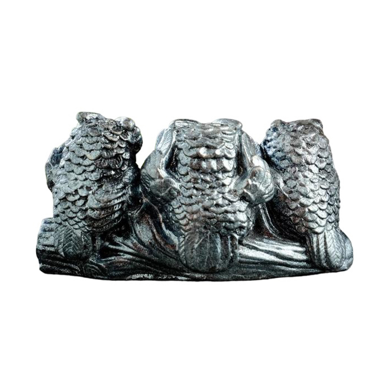 Фигура "Три совы на жердочке" состаренное серебро 10х5х4см 6758167