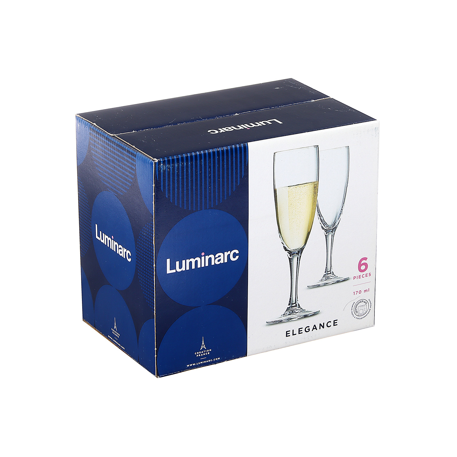 яяяНабор бокалов стекло Luminarc "Elegance" 6шт 170мл  д/шамп. P2505  *1/4
