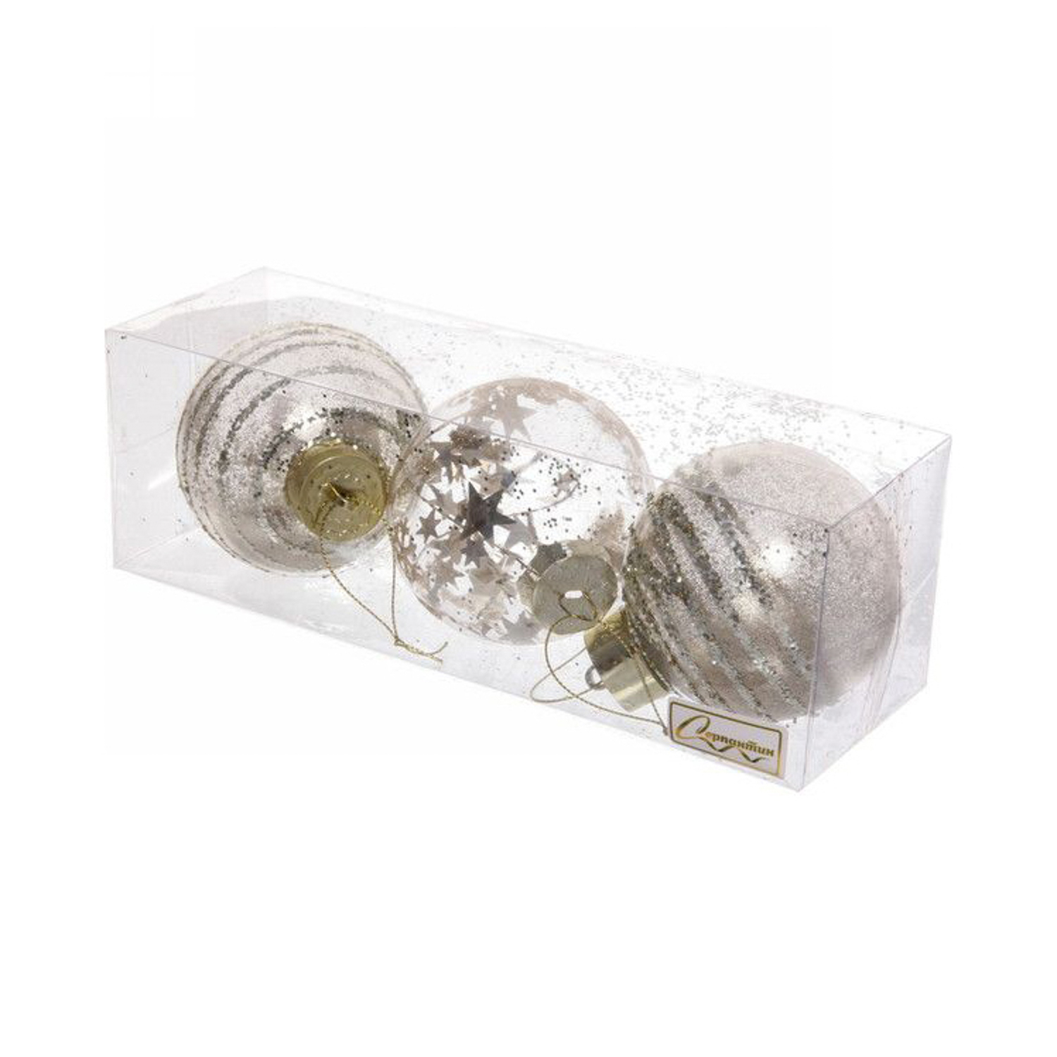 Набор новогодних шаров "Dream", диаметр 8 см, 3 шт., шампань