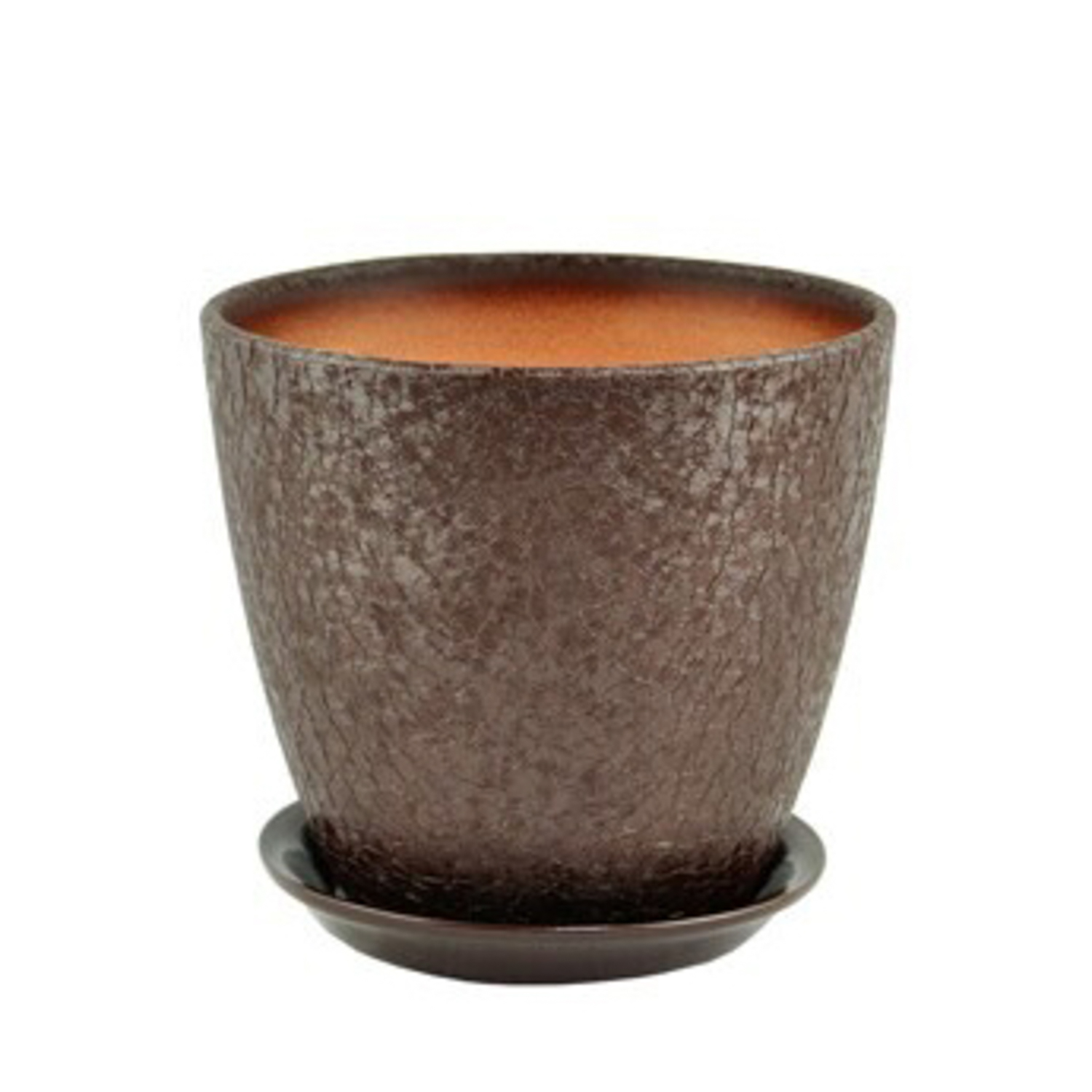 Кашпо керам. "Бутон" "Винил" 1л d верха 120мм h130мм с поддоном Шоколад ВН 04/1 *6