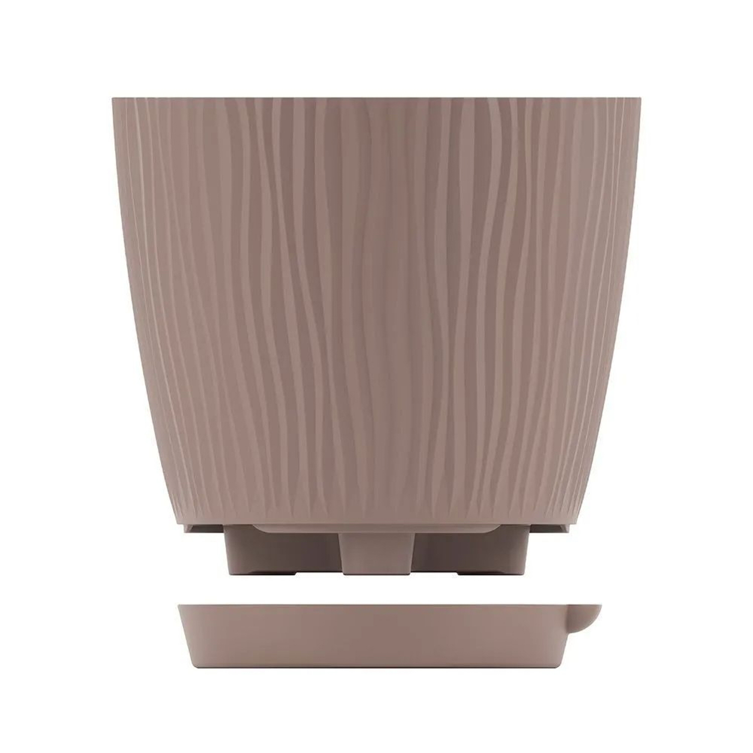 Кашпо пластм. "Флис" 0,75л d верха 115мм h110мм с поддоном, прикорн.полив Какао М8427 *1/24