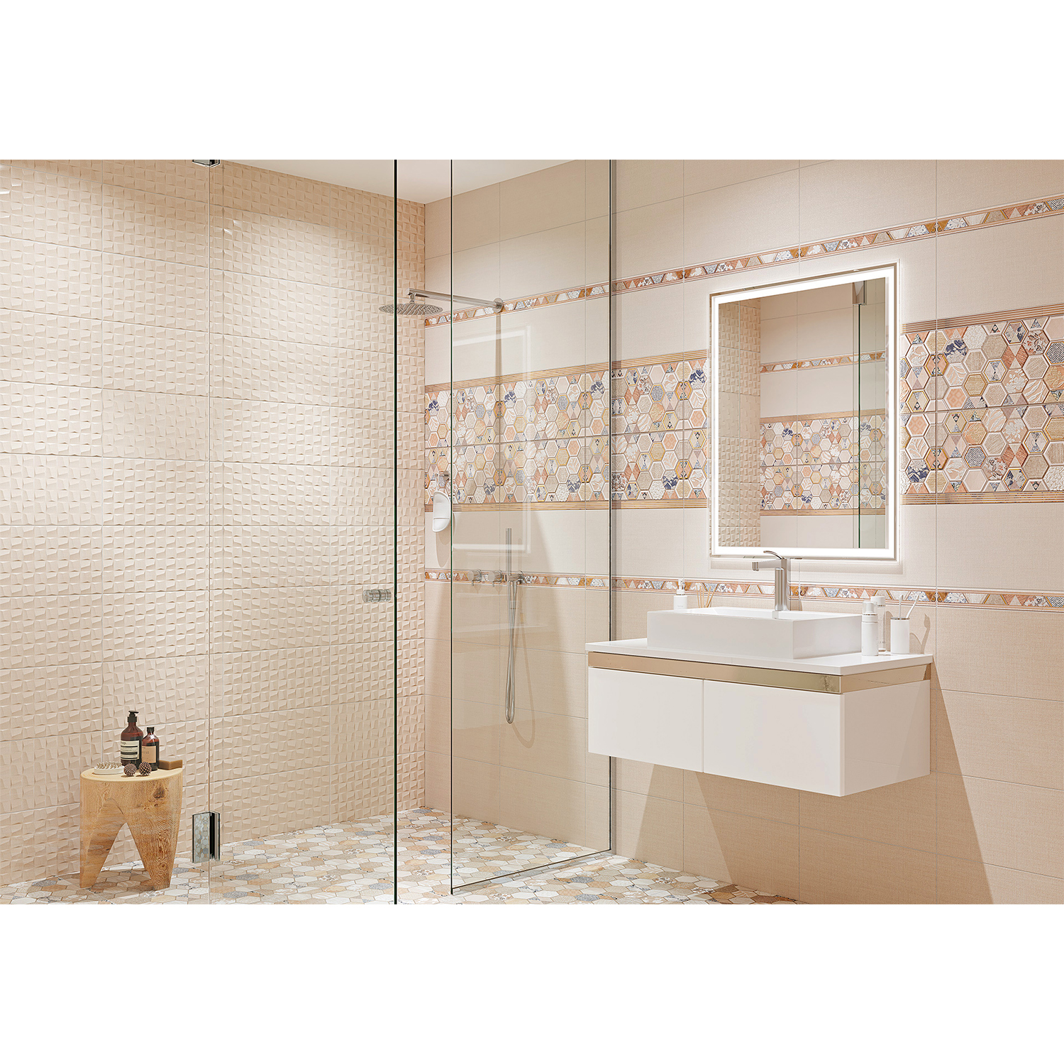 Плитка 50х24.9 см настенная 1.37 м² Alma Ceramica Asteria, бежевый, геометрия