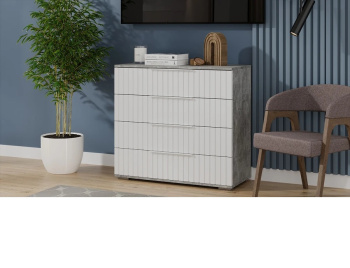 Комод 920*414*842мм 4 ящика Ателье светлый/белый матовый Хилтон ТриЯ*1