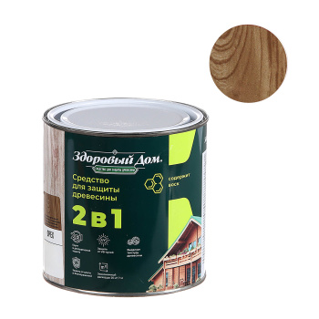 Защитно-декоративное покрытие 0.8 л для древесины Здоровый Дом 2 в 1, орех