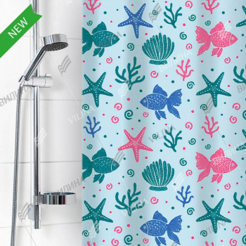 Штора  для ванной "V-line" п/э 180*180см "Одиссея" Микс 6984 *1/40 Штора  для ванной "V-line" п/э 180*180см "Одиссея" Микс 6984 *1/40