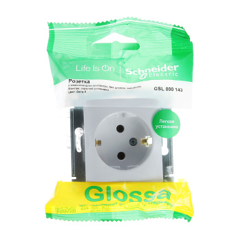 Механизм розетки "Glossa" 1-м. белый с/з GSL000143 *1/20/160