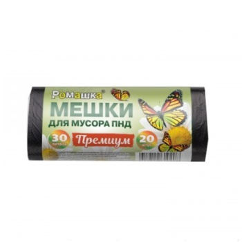 Мешки для мусора  30л*20шт толщ.7,3мкм "Премиум" ПНД арт.НМ302040Э "Ромашка" *40