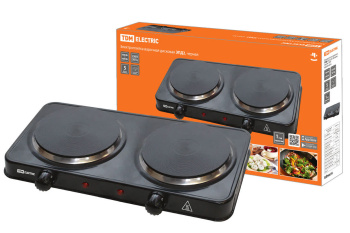 Электроплитка 2 конфорки 2000Вт диск, черная ЭПД2 230В 2х1кВт  TDM SQ2504-0010  *1/6