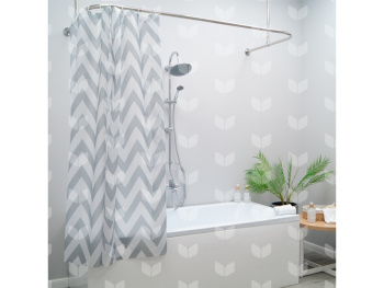 Штора для ванной V-line Зигзаги, 170х180 см, полиэстер, с кольцами Штора для ванной V-line Зигзаги, 170х180 см, полиэстер, с кольцами