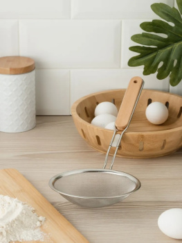 яяяСито фильтровал нерж. д.120мм, мелк.яч., длинн.ручка нерж./дерево AST-005-Д16-12 "ASTELL" *1/200