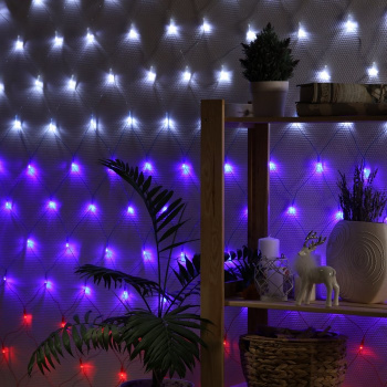 Гирлянда Сеть 1,6 м*1,6 м, флаг России, 144 лампы, 220 В, триколор