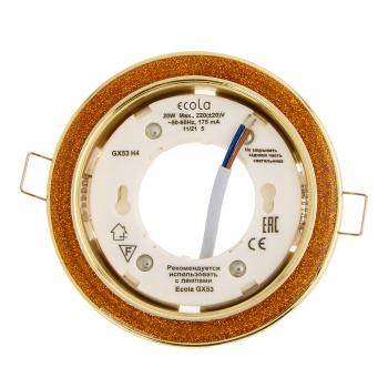 Светильник встраиваемый GX53 H4 DL3901 Ecola Круг под стеклом Золотой блеск FY53GRECB *10/50
