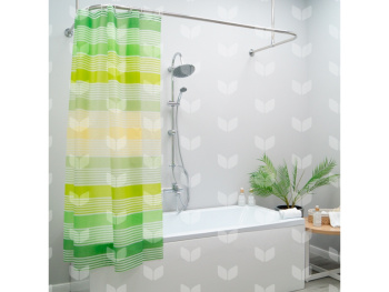 Штора для ванной V-line Полосы, 170х180 см, полиэстер, с кольцами Штора для ванной V-line Полосы, 170х180 см, полиэстер, с кольцами