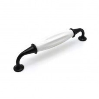 Ручка-скоба 128мм черная с белой керамической вставкой 1259-128 Соллер *1/25