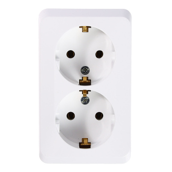 Розетка "Этюд" ОП 2-мест. белая евро с з/к РА16-007б *8/16/96