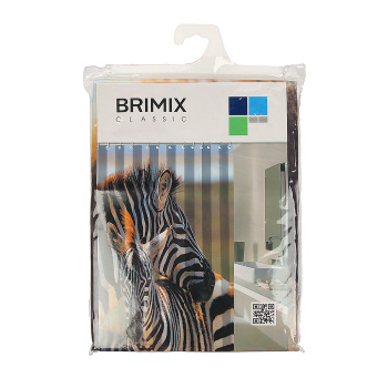 Штора для ванной Санакс Зебра, 180х1200 см, полиэстер, без колец Штора для ванной Санакс Зебра, 180х1200 см, полиэстер, без колец