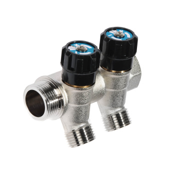 Коллектор СТМ, 2 выхода, с регулировочными вентилями, 3/4"х1/2"