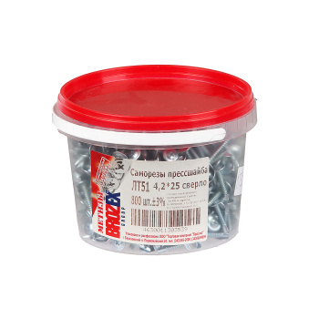 Саморезы прессшайба BROZEX ВЕДРО 4,2*25 сверло (800шт) *6 Саморезы прессшайба BROZEX ВЕДРО 4,2*25 сверло (800шт) *6