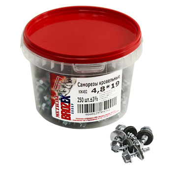 Саморезы кровельные BROZEX ВЕДРО 4,8*19  (250шт) *6 Саморезы кровельные BROZEX ВЕДРО 4,8*19  (250шт) *6
