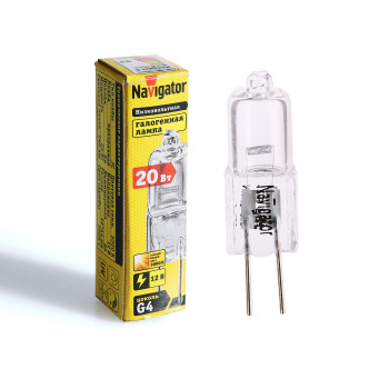 Лампа накаливания галогенная Navigator, G4, капсула JC, 12 В, 20 Вт, 240 Лм, теплый белый свет