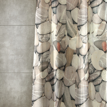 Штора для ванной Санакс Речные камни, 180х180 см, полиэстер, без колец Штора для ванной Санакс Речные камни, 180х180 см, полиэстер, без колец