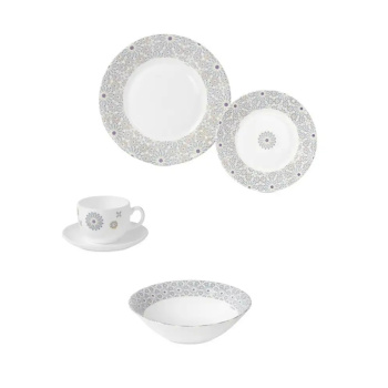 Набор столовый стекло Luminarc 30пр "Essence Daisy Crux" Белый с Серым орнам. V1120 *1