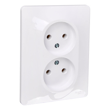 Розетка "Glossa" СП 2-мест. белая б/з GSL000120 *1/15/90