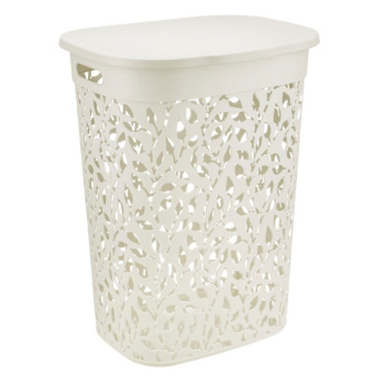 Корзина для белья пластм. 55л "Флора" 445x360x580мм Белый ротанг М2621 ("М-Пластика") *1/5