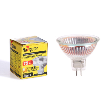 Лампа накаливания галогенная Navigator, GU5.3, JCDR, 75 Вт, теплый белый свет