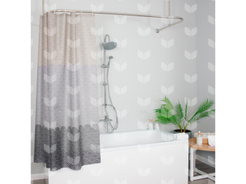 Штора для ванной V-line Волны, 170х180 см, полиэстер, с кольцами Штора для ванной V-line Волны, 170х180 см, полиэстер, с кольцами