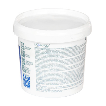 Краска акриловая для стен и потолков 1,3 кг Лакра Белоснежная интерьерная  *12/432