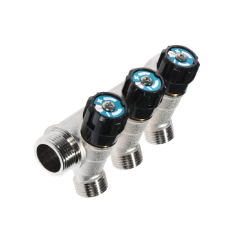 Коллектор СТМ, 3 выхода, с регулировочными вентилями, 3/4"х1/2"