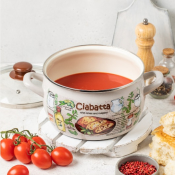 Кастрюля стальн. эмалир. "Чиабатта" 2,4л d160мм Стекл.кр. ("МЕТРОТ" Сербия) *1/8