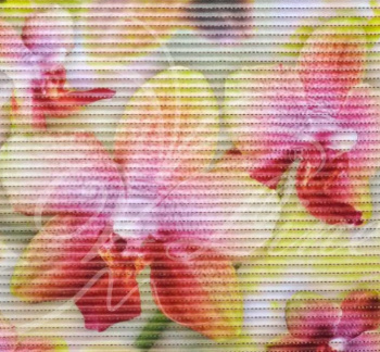 Коврик для ванной ПВХ шир.130см х15м "V-line" Фотопечать FV11 "Орхидеи" розовый с желтым *15