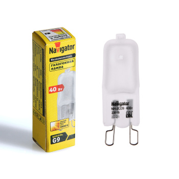 Лампа накаливания галогенная Navigator, G9, капсула JCD FR, 230 В, 40 Вт, 330 Лм, теплый белый свет