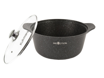 Кастрюля алюмин. антипригарная "Kukmara" "Marble INDUCTION" Мрам.темн. 4,0л Ст.кр. кмти43а *1/3