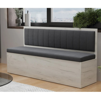 Скамья прямая Берген Дуб Крафт белый/Велюр Серый*1