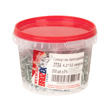 Саморезы прессшайба BROZEX ВЕДРО 4,2*32 сверло (500шт) *6 Саморезы прессшайба BROZEX ВЕДРО 4,2*32 сверло (500шт) *6