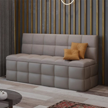 Скамья прямая Домино исп. 2 Кожзам Светло-коричневый/Велюр Мокко светлый*1