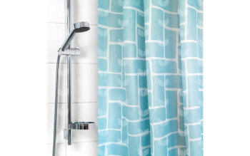 Штора для ванной V-line Голубая матовая, 180х180 см, полиэстер, с кольцами Штора для ванной V-line Голубая матовая, 180х180 см, полиэстер, с кольцами