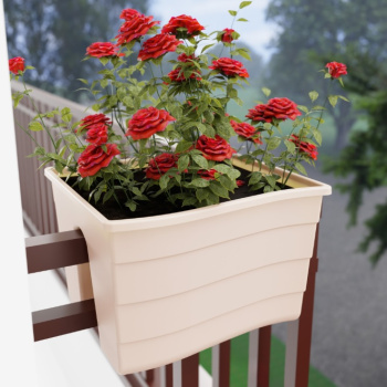 Ящик д/цветов пластм. на перила 30х29х20см 10л Бежевый М8912 ЗПИ "Альтернатива" *1/8