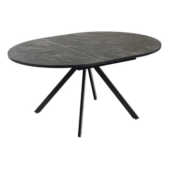Стол обеденный круглый раздв.ЛОКИ d1200(+380) ЛДСП КАМЕНЬ ЧЕРНЫЙ+опора металл черный матовый*1