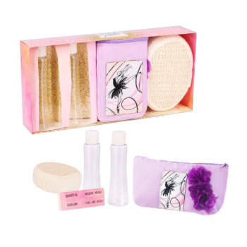 яяяНабор косметичка+мочалка+2 бутылочки "Яркая звездочка"   2494988