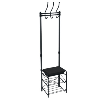 Вешалка напольная "Прихожая" "Ника" с полк.д/обуви,ш.0,48м,в.1,75м,гл.0,34м Черный ВПШ3/Ч-К *1