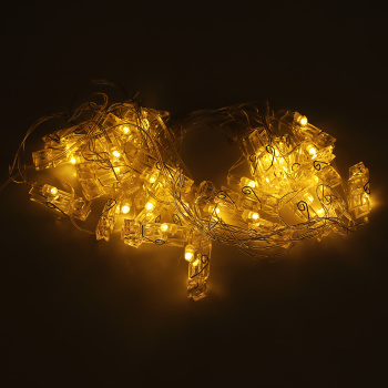 Гирлянда «Нить» Luazon Lighting, 5 м, 8 режимов, теплый белый, прищепки, 30 LED, IP20, 220 В